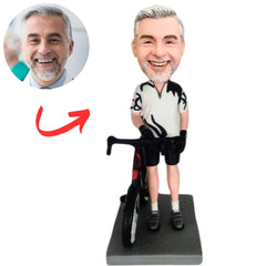 Old Man Riding Bicycle Fitness Custom Bicycle Bobbleheads
