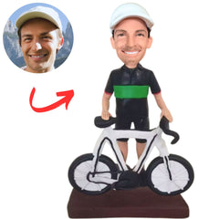 Black Shirt Man Riding Bicycle Custom Bicycle Bobbleheads