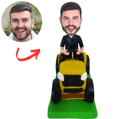Custom Man Driving Tractor Lawn Car Bobbleheads