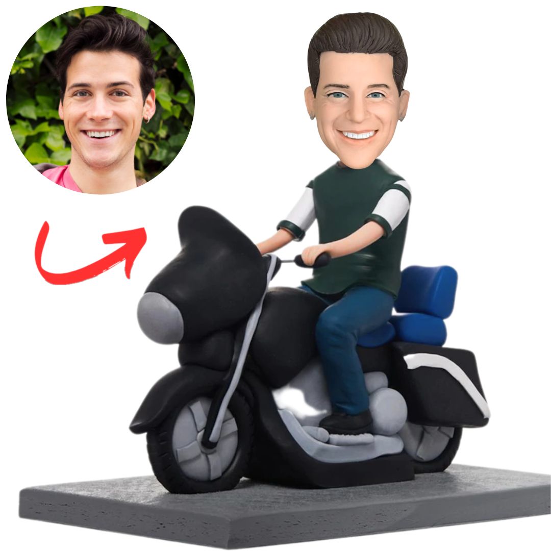 Custom Handsome Man on Motorcycle Bobbleheads