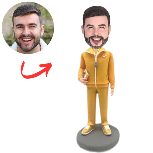 Yellow Suit Coach with whistle Custom Coach Bobbleheads