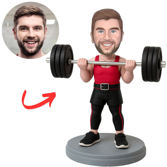 Custom Weightlifter Man in Pink Vest Bobbleheads