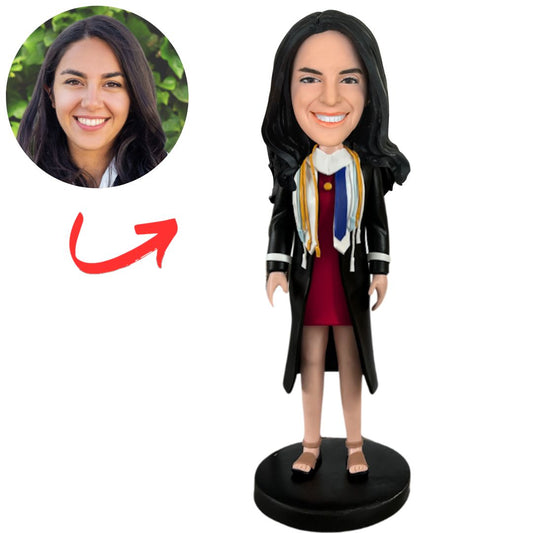 Graduation Girl in Red Skirt Custom Graduation Bobbleheads