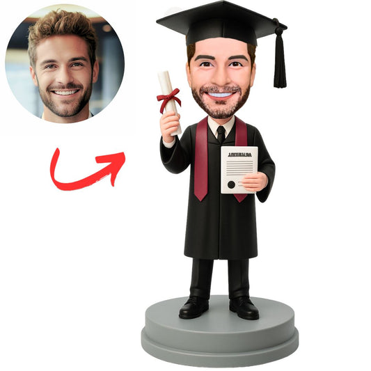 Custom Boy Holding Graduation Certificate Bobbleheads