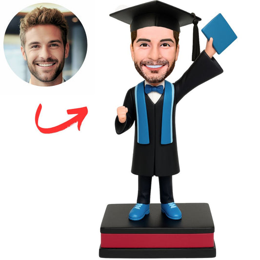 Graduation Man Standing on Books Custom Bobbleheads