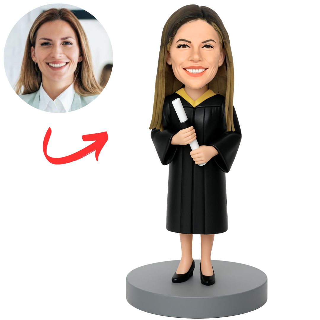 Custom Girl Holding Graduation Certificate Bobbleheads