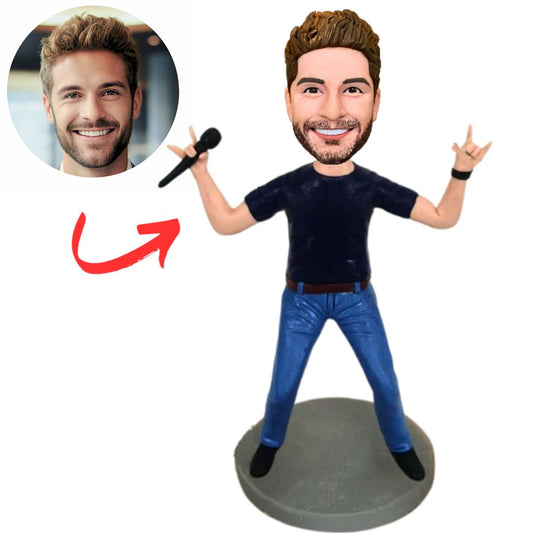 Singer with Microphone Custom Musicians Bobbleheads