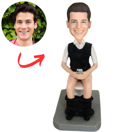 Custom Funny Man Squatting on The Toilet Bobbleheads