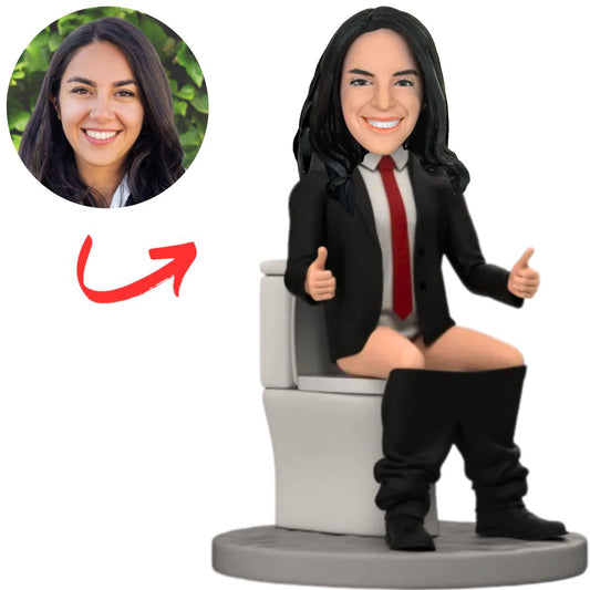 Custom Female Boss Sit on The Toilet Bobbleheads
