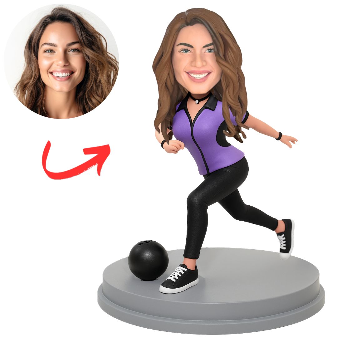 Woman Playing Bowling Custom Bobbleheads Gifts