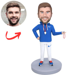 Blue Hoodie Sports Coach Custom Bobbleheads