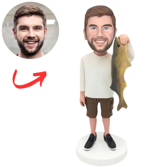 Custom Fishmen Bobbleheads Man Holding Fish