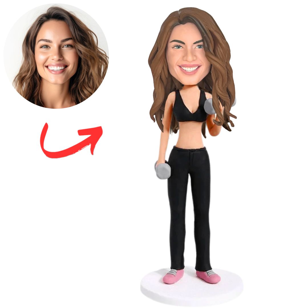 Sexy Fitness Woman in Black Bra Custom Bobbleheads