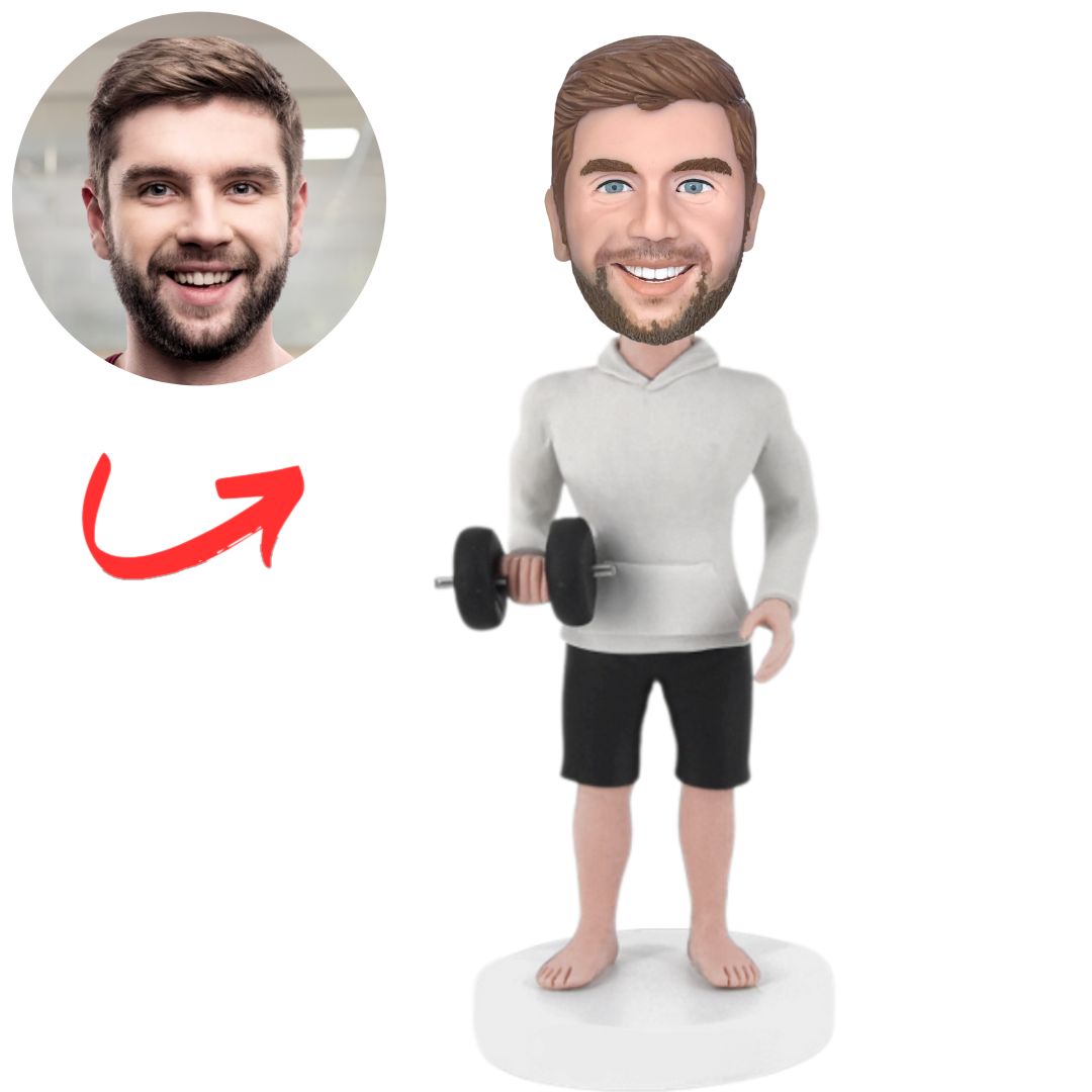 Custom Bobbleheads Fitness Man Wearing Sweatshirt