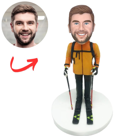 Custom Bobbleheads Skiing Man Personalized Clay Figurines