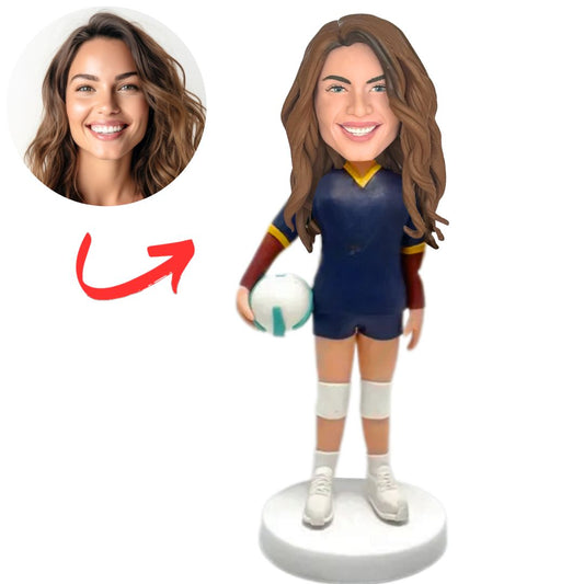 Custom Bobbleheads Blue Suit Female Volleyball Player