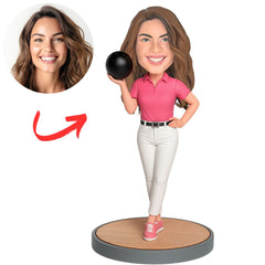 Female Holding Bowling Ball Custom Bobbleheads
