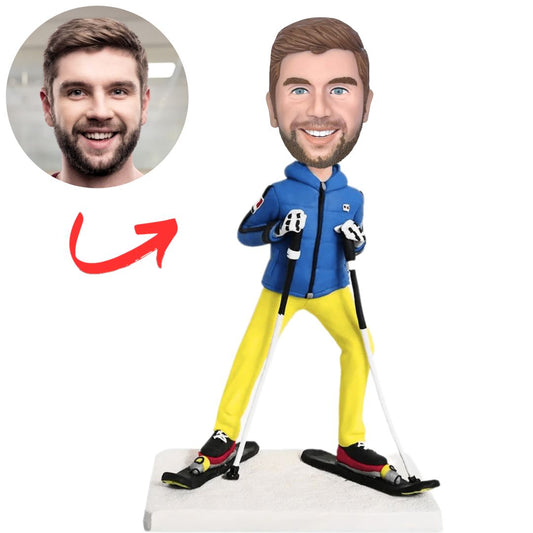 Skier Winter Sports Custom Bobbleheads Personalized Clay Figurines