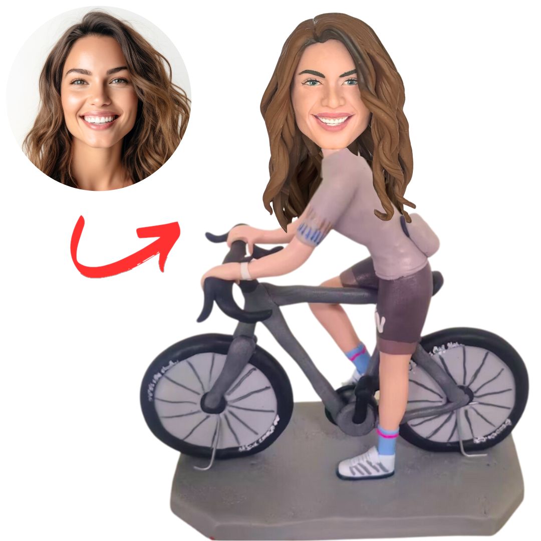 Woman Riding a Bicycle Custom Bobbleheads