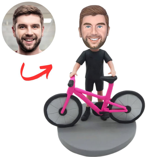 Man with Pink Bicycle Custom Bobbleheads