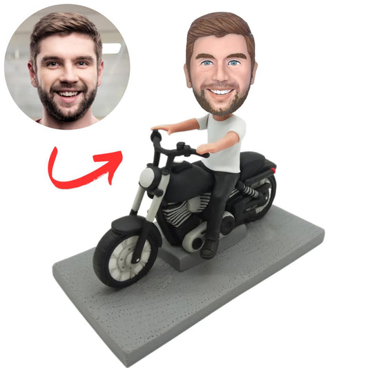 Custom Bobbleheads Handsome Man Riding a Motorcycle