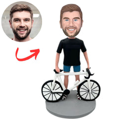 Man And White Bicycle Custom Sports Bobbleheads