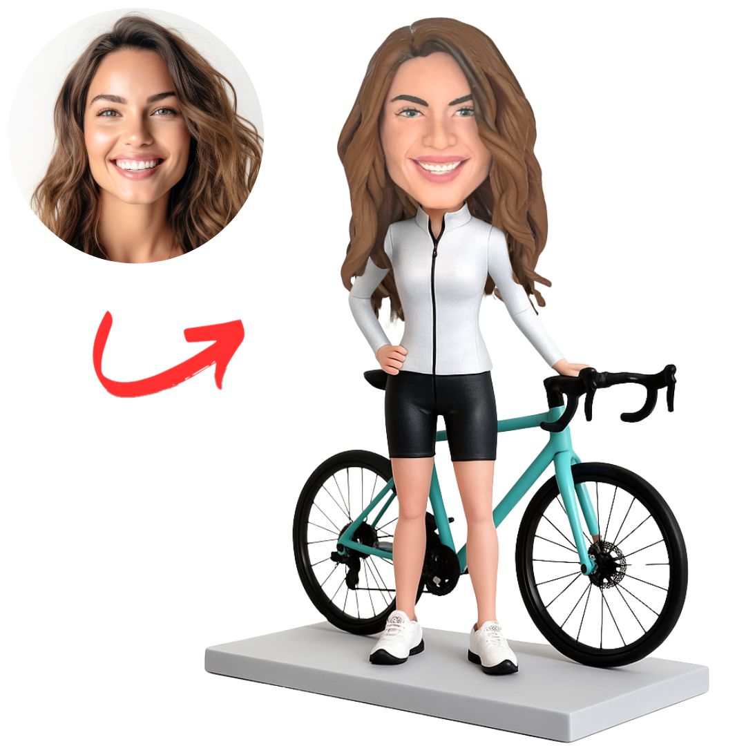 Female And Bicycle Custom Sports Bobbleheads