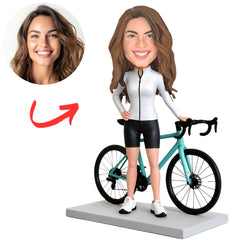 Female And Bicycle Custom Sports Bobbleheads