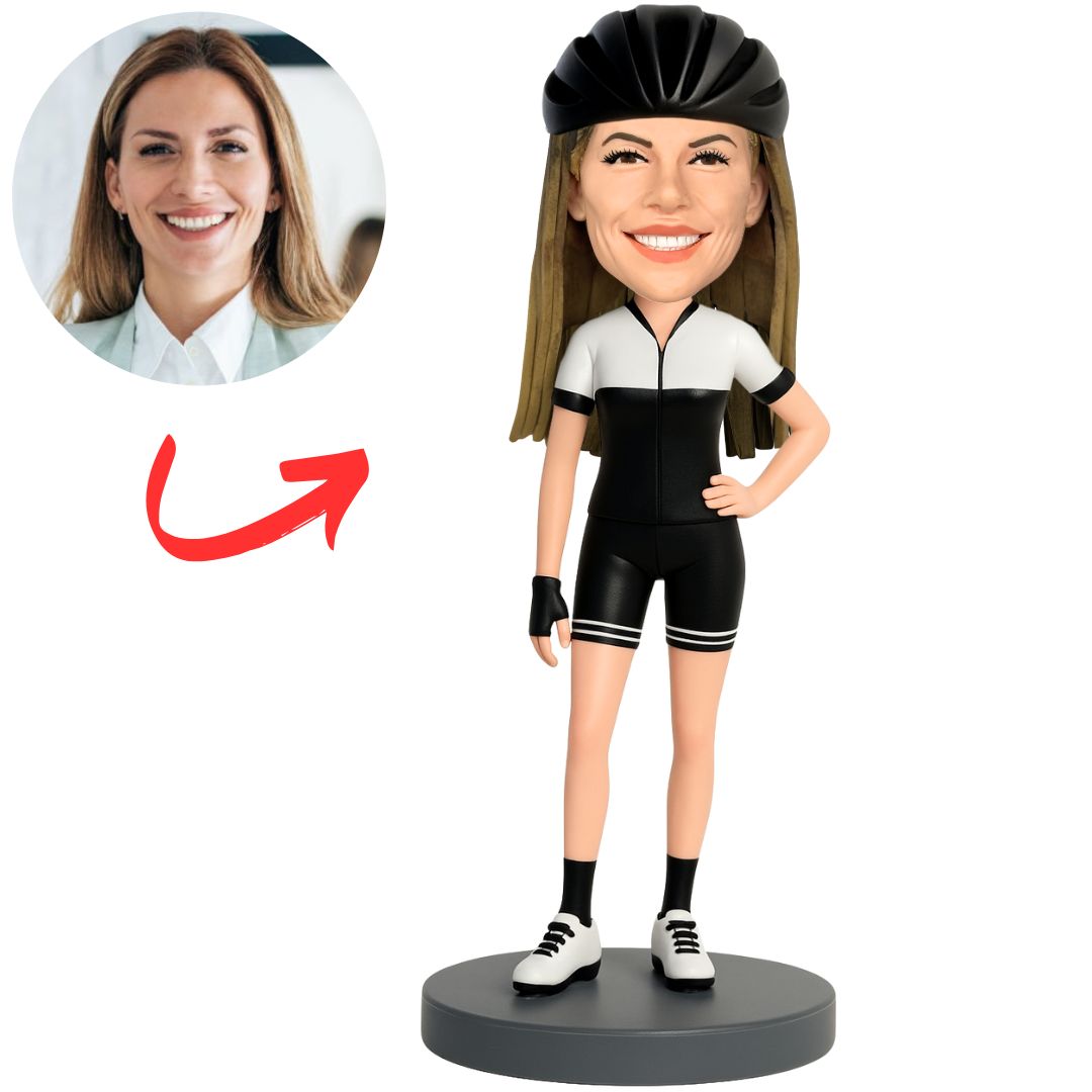 Custom Sports Bobbleheads Female Cyclist in Sportswear