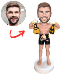 Custom Boxer Bobbleheads Male Wrestler Boxer with Gold Belt