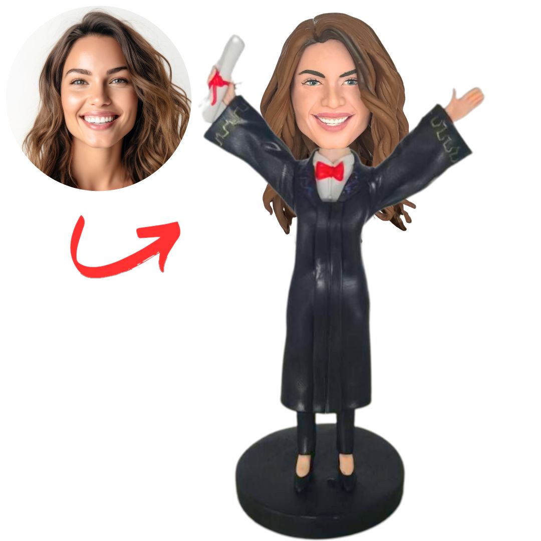 Personalized Graduation Bobbleheads Female Graduates with Great Achievements