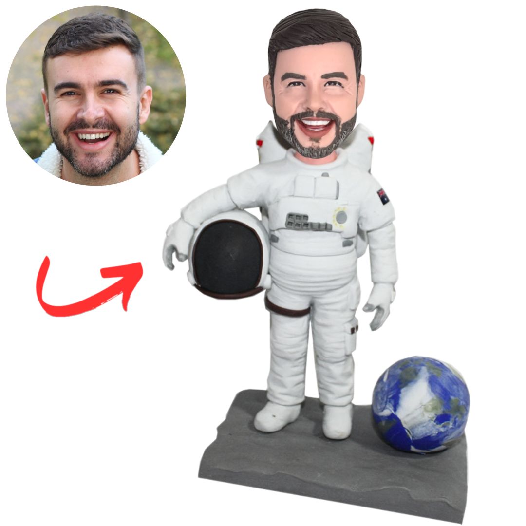 Custom Bobbleheads Astronaut Standing Next to The Earth