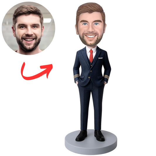 Custom Bobbleheads Handsome Male Flight Attendant