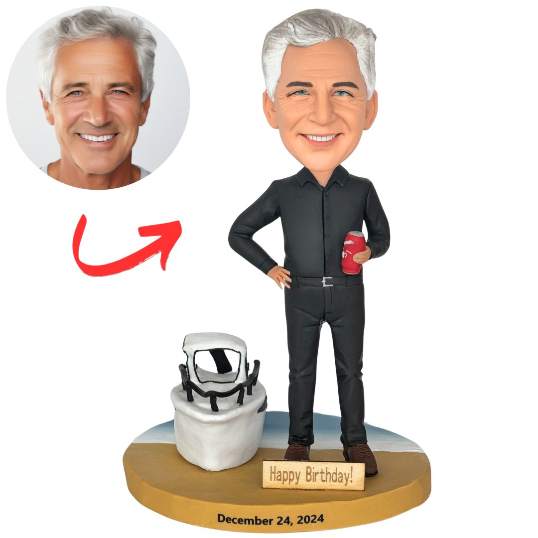 Handsome Man and Yacht Custom Vacation Bobbleheads