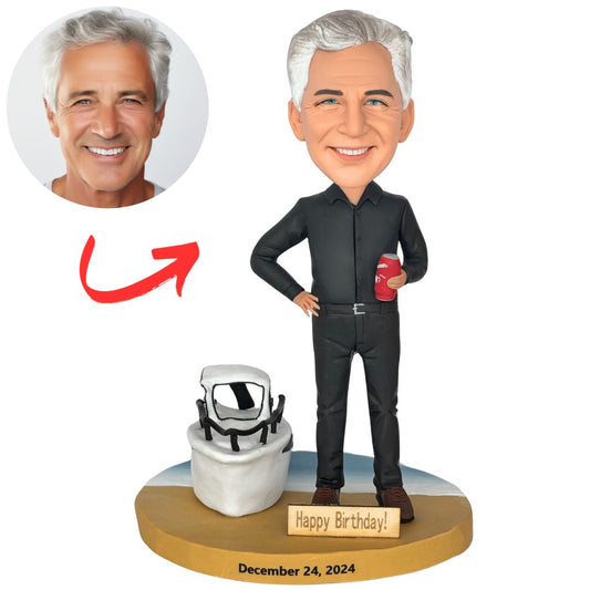 Handsome Man and Yacht Custom Vacation Bobbleheads