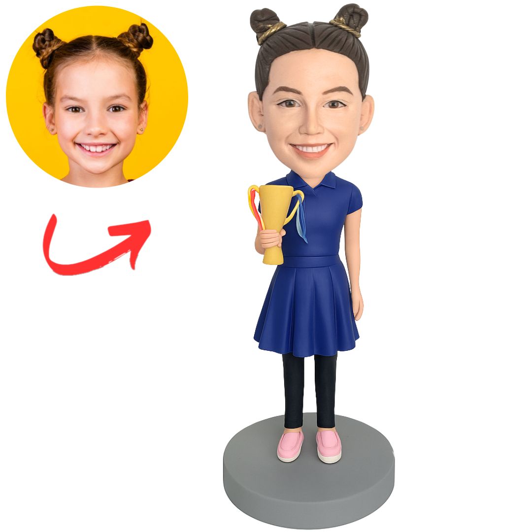 Girl Kid Holding a Trophy Custom Child Bobbleheads