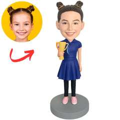 Girl Kid Holding a Trophy Custom Child Bobbleheads