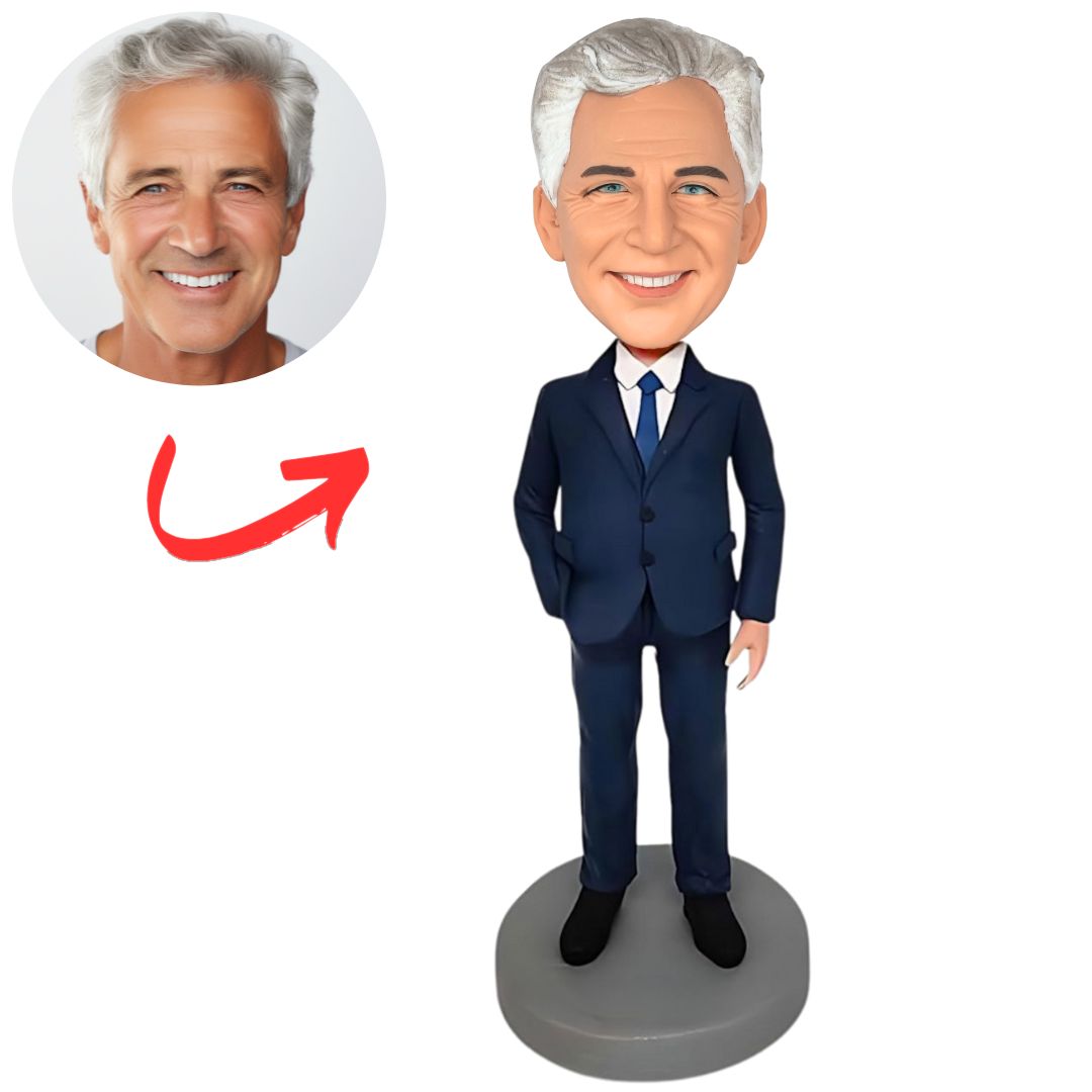 Blue Business Suit Male Boss Custom Bobbleheads