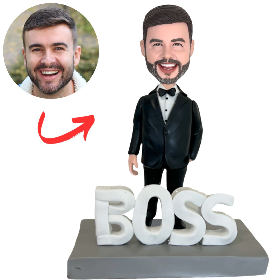 Black Business Suit Fat Male Boss Custom Bobbleheads