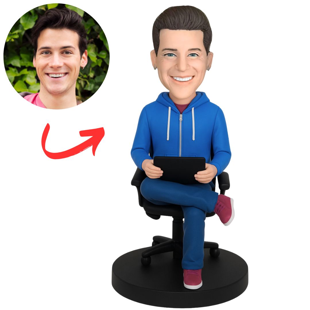 Male Boss Playing with iPad Custom Boss Bobbleheads