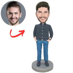 Male Boss with Hands in Pockets Personalized Bobbleheads