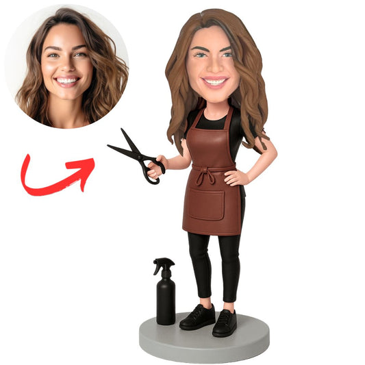 Hairstylist Cool Girl Personalized Barber Bobbleheads