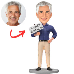 Blue Shirt World's Best Boss Personalized Bobbleheads