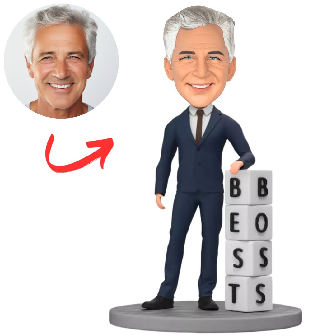 Blue Business Suit Best Boss Personalized Bobbleheads