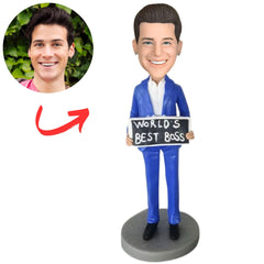 Blue Suit World's Best Boss Personalized Bobbleheads