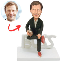 Handsome Male Boss Holding Notebook Personalized Bobbleheads
