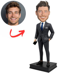 Boss in Gray Business Suit Personalized Bobbleheads