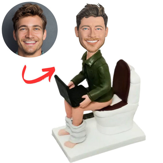 Male Boss Sitting on The Toilet Personalized Bobbleheads