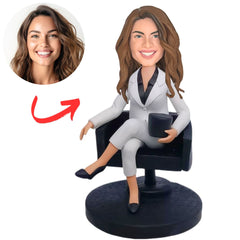 Female Boss Sitting on Chair Personalized Bobbleheads