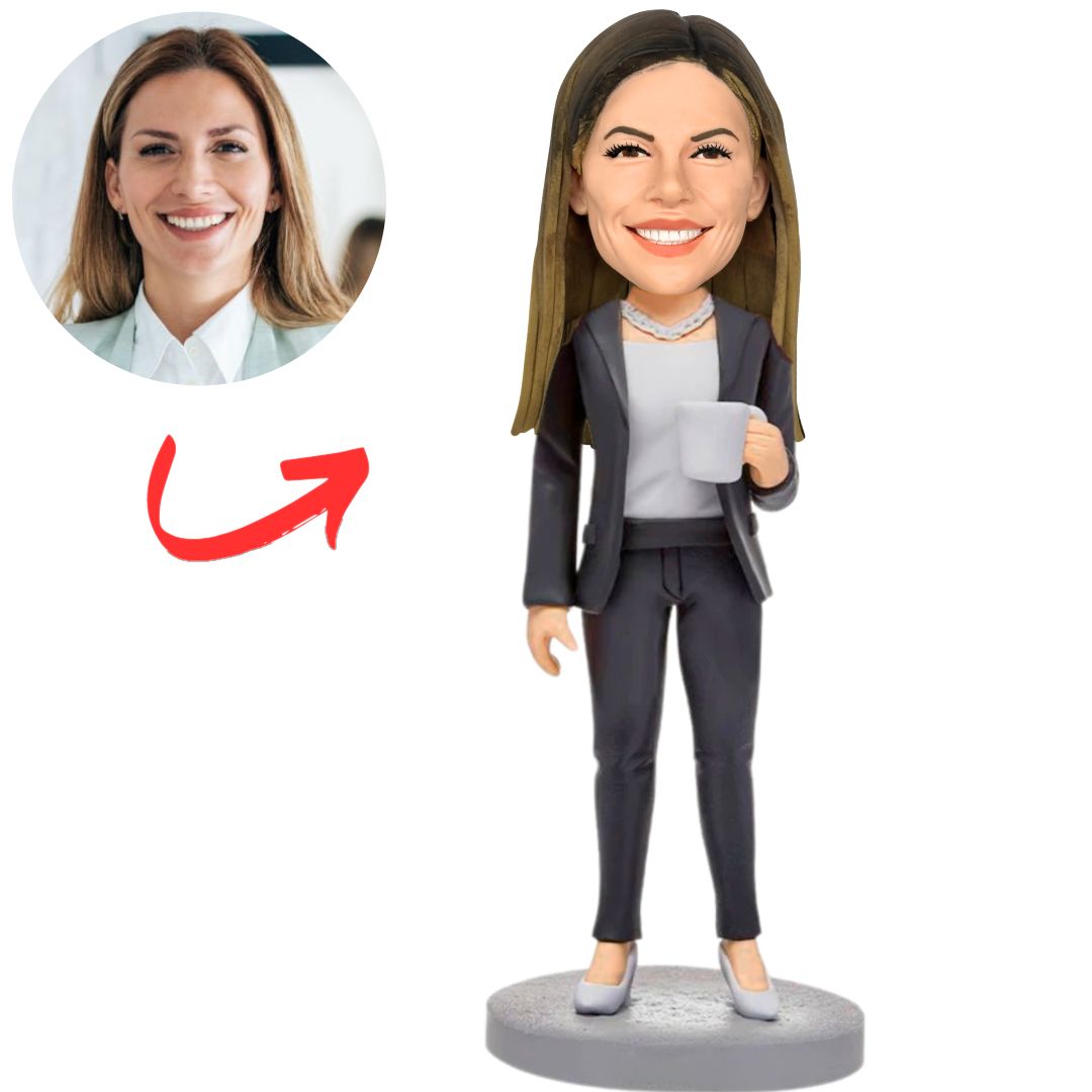 Custom Boss Bobbleheads Fashion Woman in Black Suit